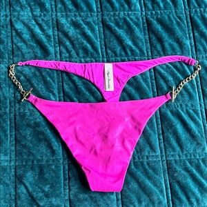 Agent Provocateur Shimmery Hot Pink Bikini THONG Bottom with Chain Detail